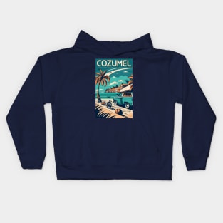 A Vintage Travel Art of Cozumel - Mexico Kids Hoodie